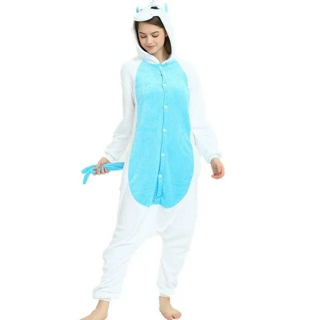 Women Unicorn Pajamas Sets Flannel Homewear Animal Pajamas Kigurumi Winter Starry sky unicornio Nightie pijama mujer Sleepwear