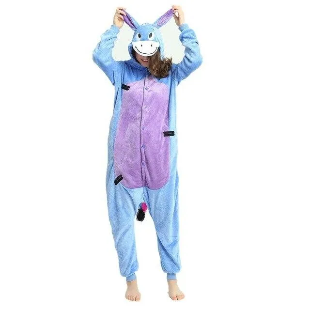 Women Unicorn Pajamas Sets Flannel Homewear Animal Pajamas Kigurumi Winter Starry sky unicornio Nightie pijama mujer Sleepwear